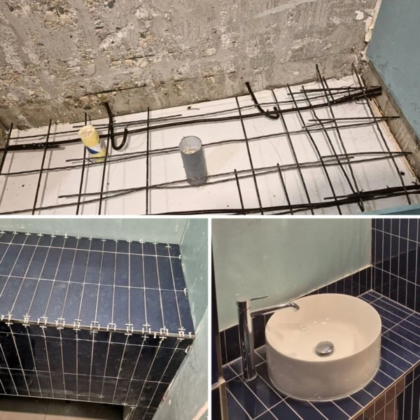 Adaptacija kupaonice Zagreb - izrada knauf postolja za umivaonik