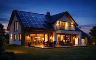 Moderna kuća sa solarnom elektranom i kućnom baterijom za pohranu energije